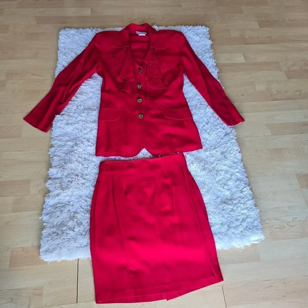 FRANCINE BROWER Women's Brazer Skirt Set Red‎ size 6 Vintage